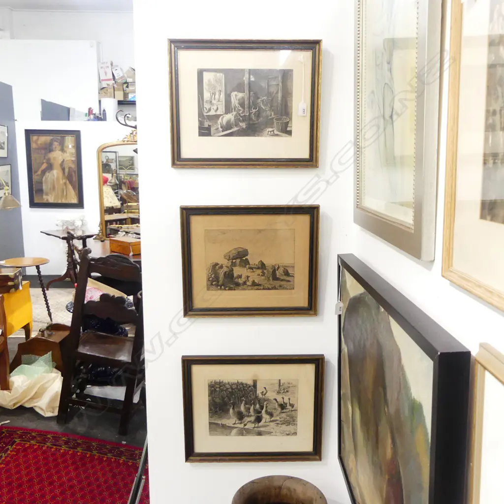 3 VINTAGE FRAMED PRINTS 165x245mm Image 1++