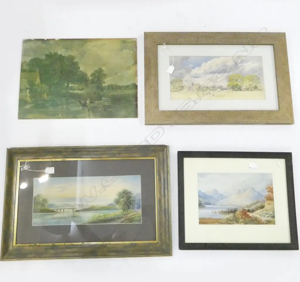 4 ARTWORKS: Attributed J.B.C. Hoyte w/c 195 x 290. H.B. DAVIS, 1924, WATERCOLOUR, 180x400mm, w. 1 x ORIGINAL W/C & PRINT Image 1++