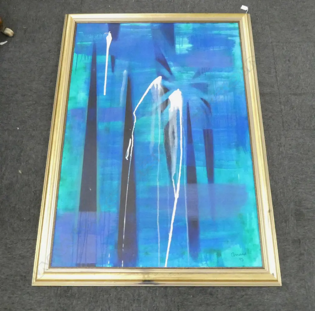 LG BLUE ARTWORK, ACRYLIC ON CANVAS, SIGNED 'ANNARD? '95' 1210x830mm Image 1++
