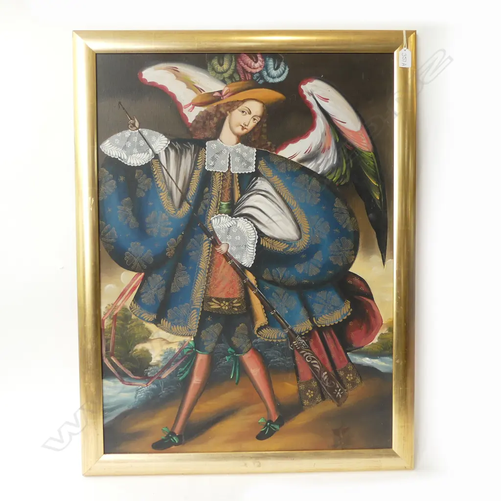 ARTIST UNKNOWN, 16 / 17thC STYLE FIGURE, ACRYLIC ON BOARD, 775x570mm Image 1++