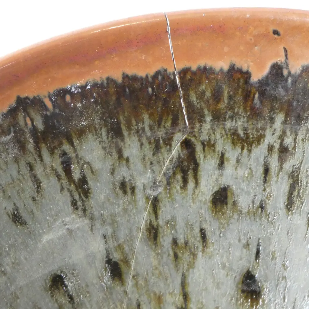2 PETER STICHBURY BOWLS, LARGER 250mm dia AF cracked / smaller w. blue chun glaze Image 1++