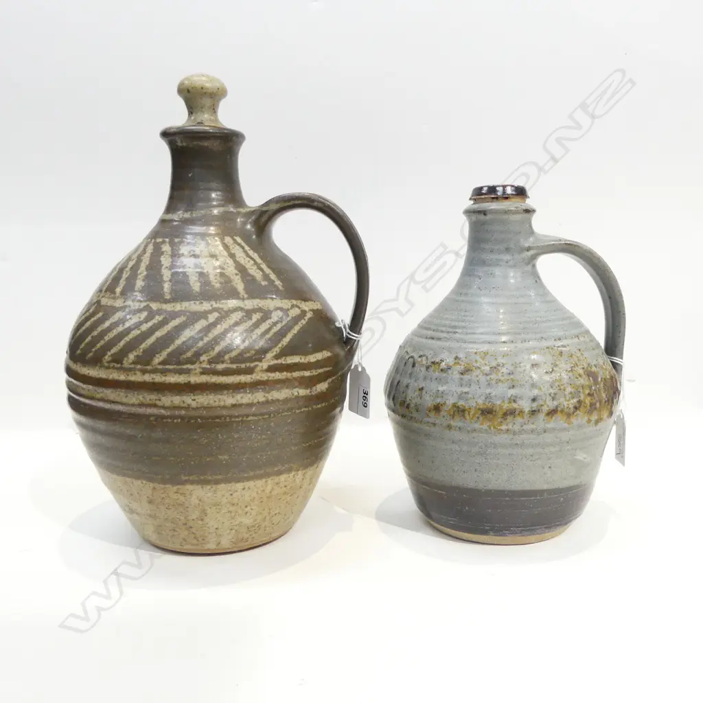 2 ESTELLE MARTIN NZ POTTERY FLASKS H.280mm Image 1++