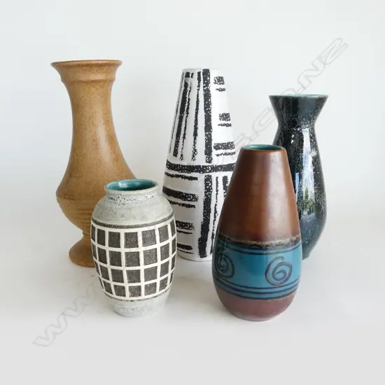 4 PCES GERMAN POTTERY w. OTHER POTTERY VASE H.300mm