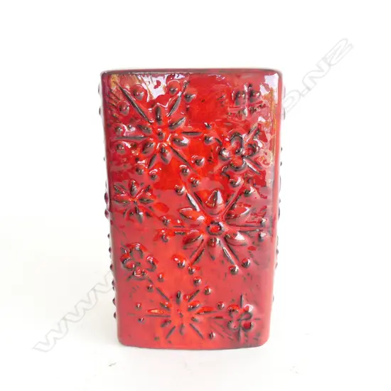 VINTAGE WEST GERMAN RED VASE, H.200mm