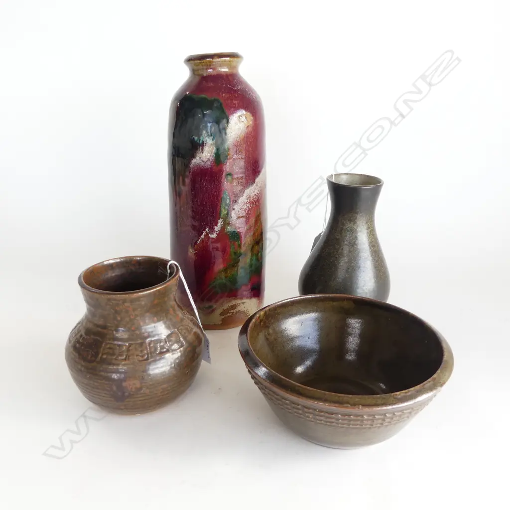 EARLY MELIS VAN DER SLUIS POTTERY VASE (stamps encircle shoulder) & 3 OTHERS, H.310mm Image 1++
