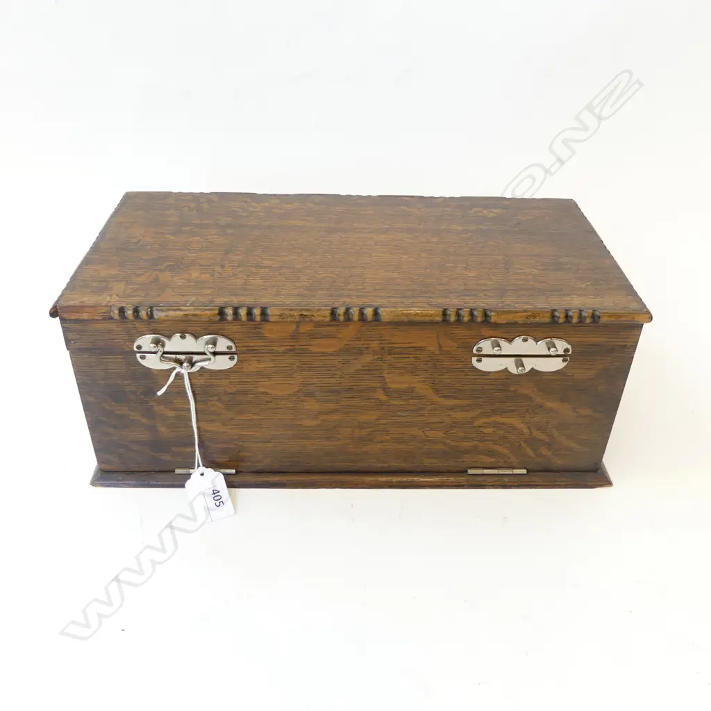 OLD 1920S ORIGINAL OAK COMPENDIUM DESK SET, OPENS TO REVEAL INKWELLS ETC 330X170X140mm Image 1++