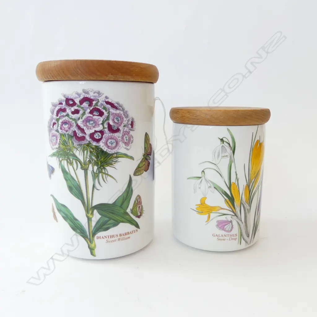 TWO PORTMEIRION LIDDED CONTAINERS ‘BOTANICAL GARDEN’, H.140MM-180MM Image 1++