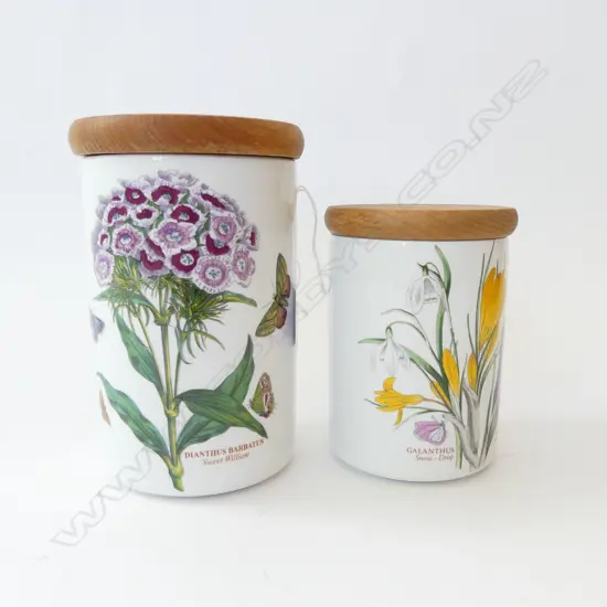 TWO PORTMEIRION LIDDED CONTAINERS ‘BOTANICAL GARDEN’, H.140MM-180MM