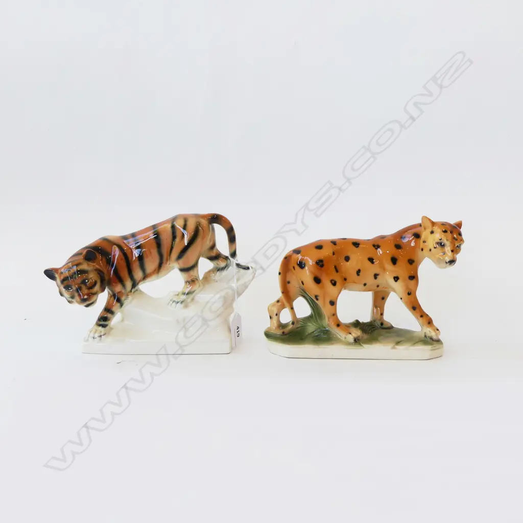 1930s SITZENDORF TIGER & LEOPARD L.230mm Image 1++
