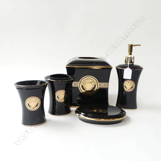 5 PCE VERSACE STYLE BATHROOM SET INCL. VASE H.165mm