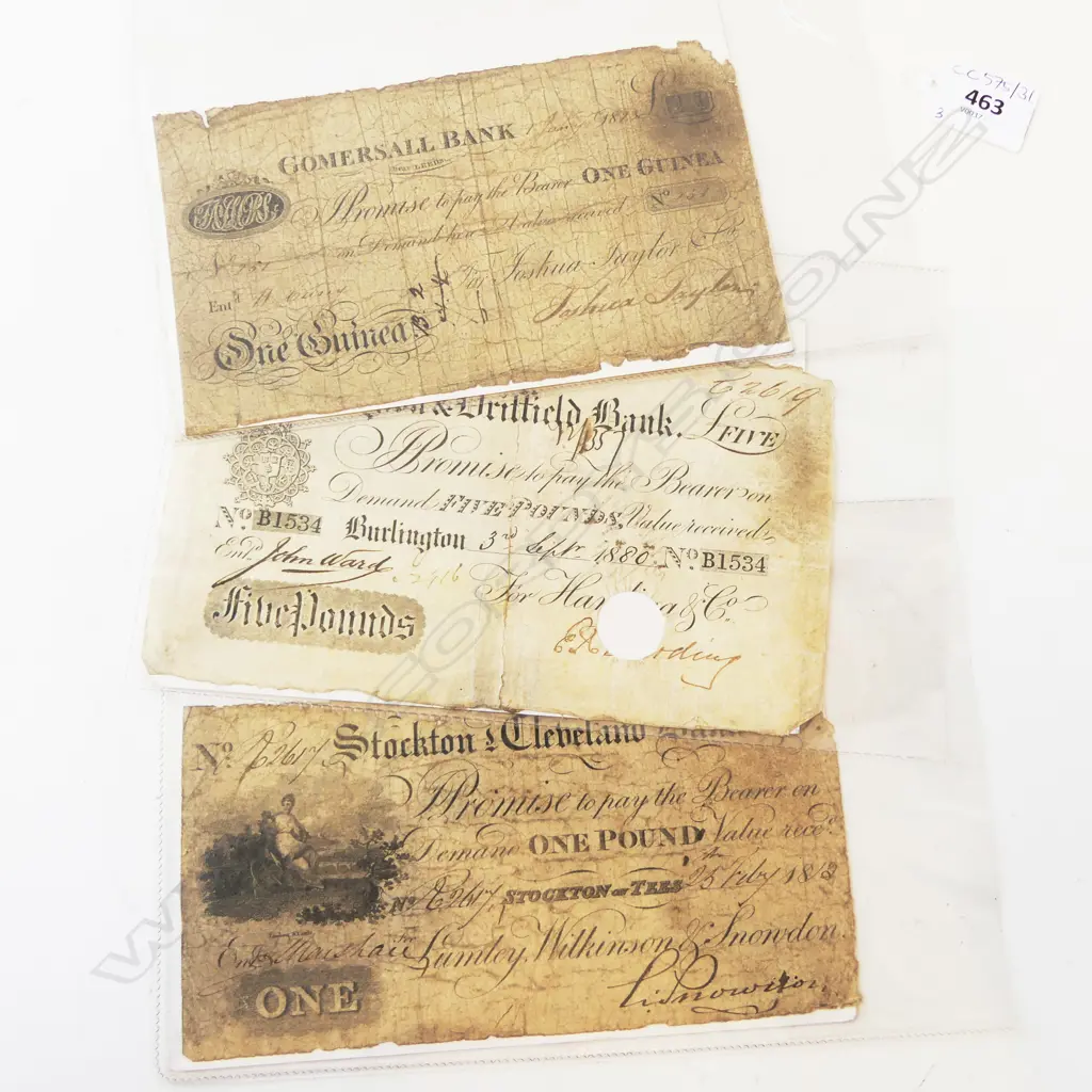 3 19thC UK BANK NOTES Image 1++