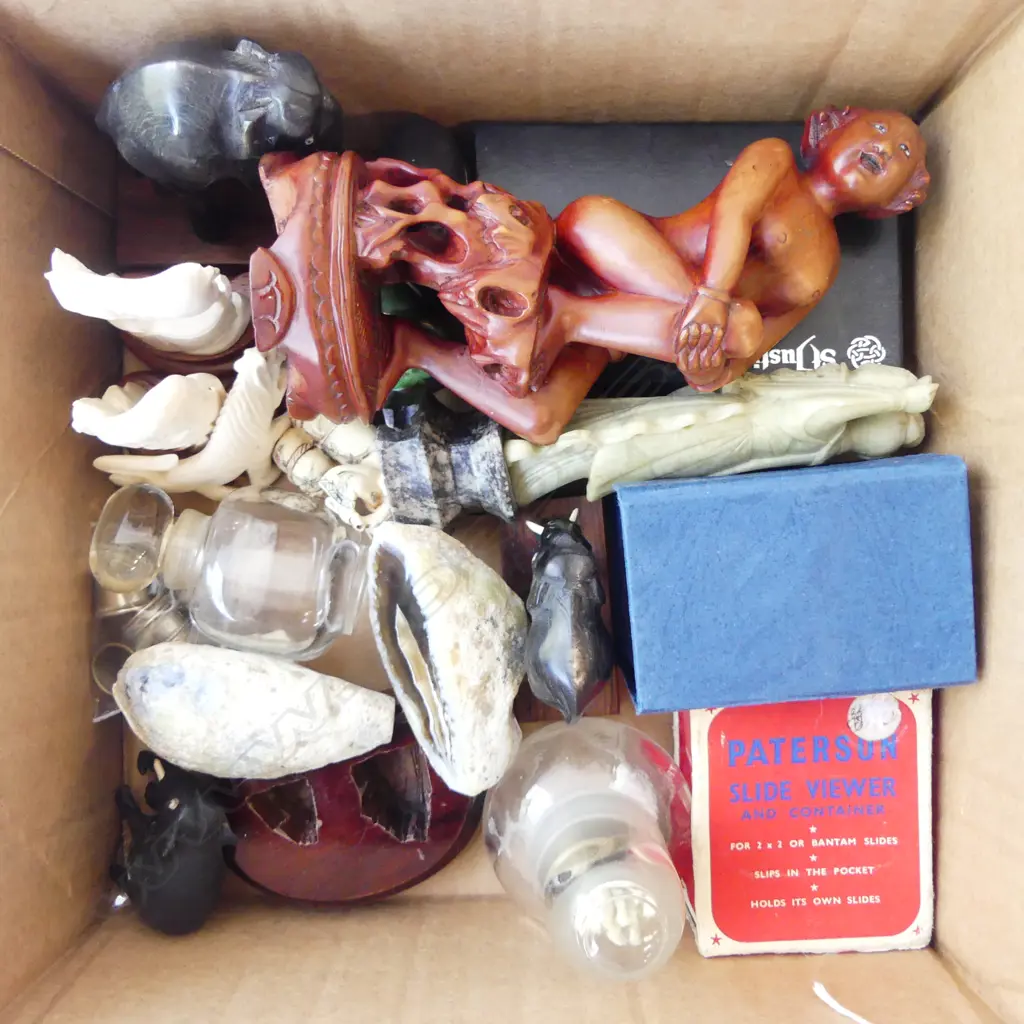SMALL BOX  COLLECTABLES NETSUKE BONE CARVINGS  STONE OBJECTS ETC Image 1++