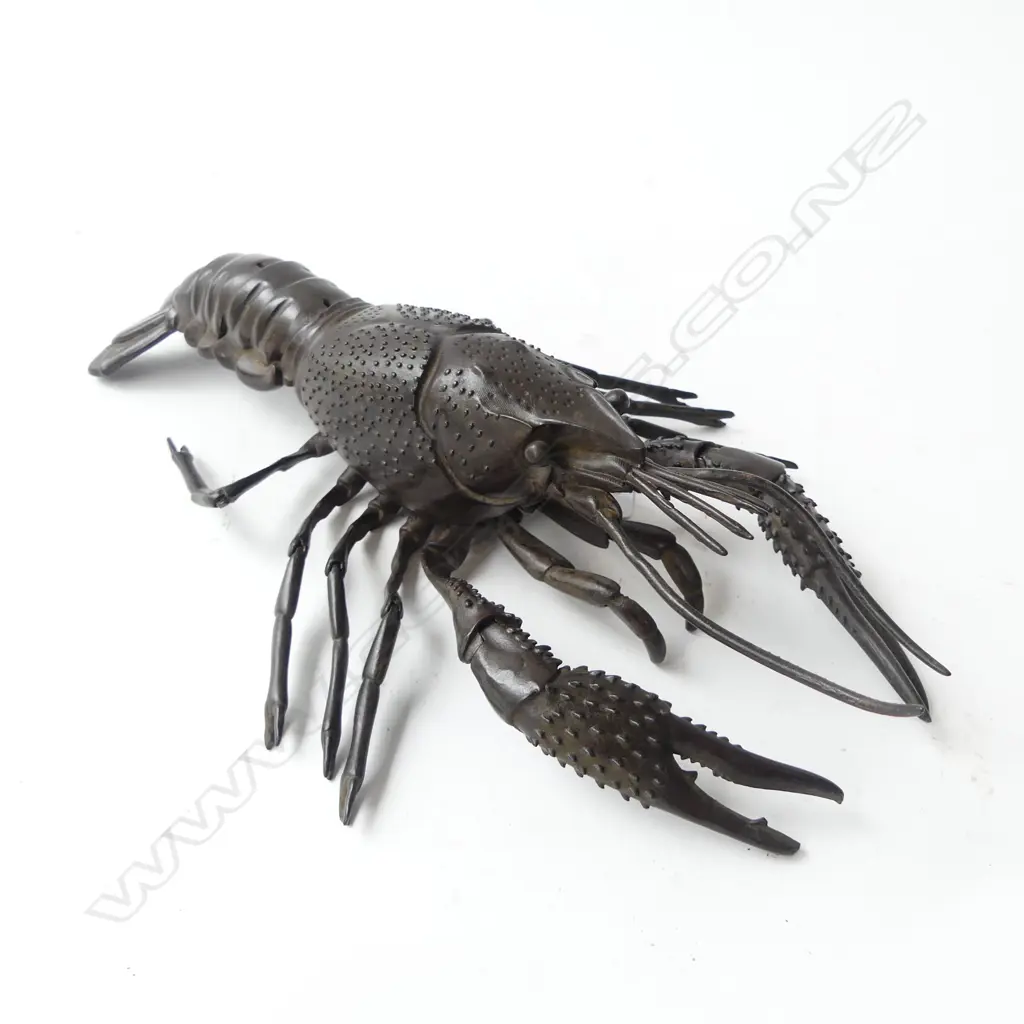 ARTICULATED BRONZED METAL CRAYFISH L.260mm Image 1++