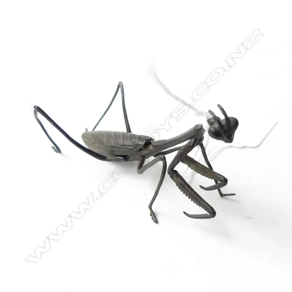 BRONZE ARTICULATED PRAYING MANTIS L.80mm Image 1++