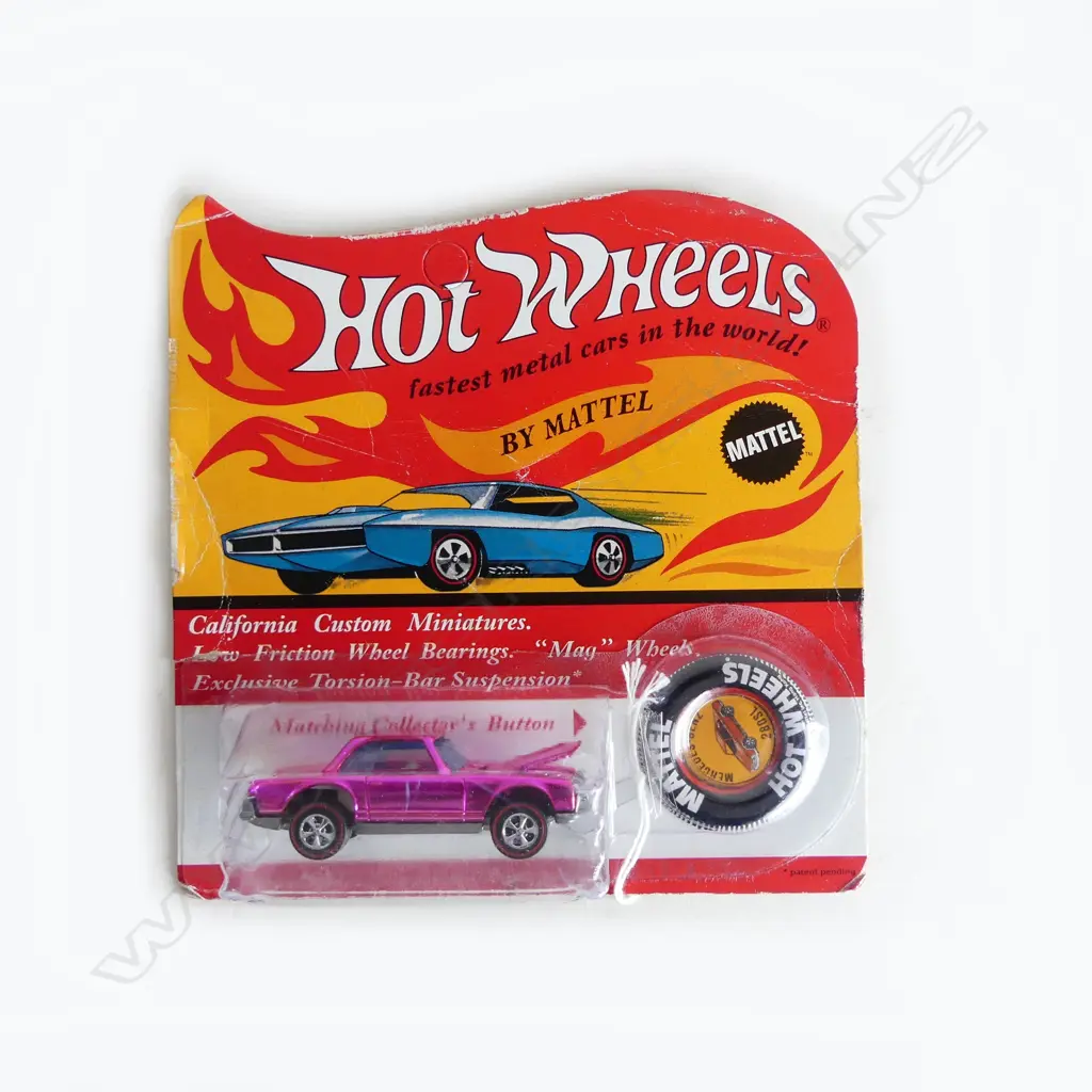 **RTV**BOXED HOT WHEELS; CALIFORNIA CUSTOM MINIATURES W. COLLECTORS BUTTON. **DO NOT SELL - RETURN TO VENDOR** Image 1++