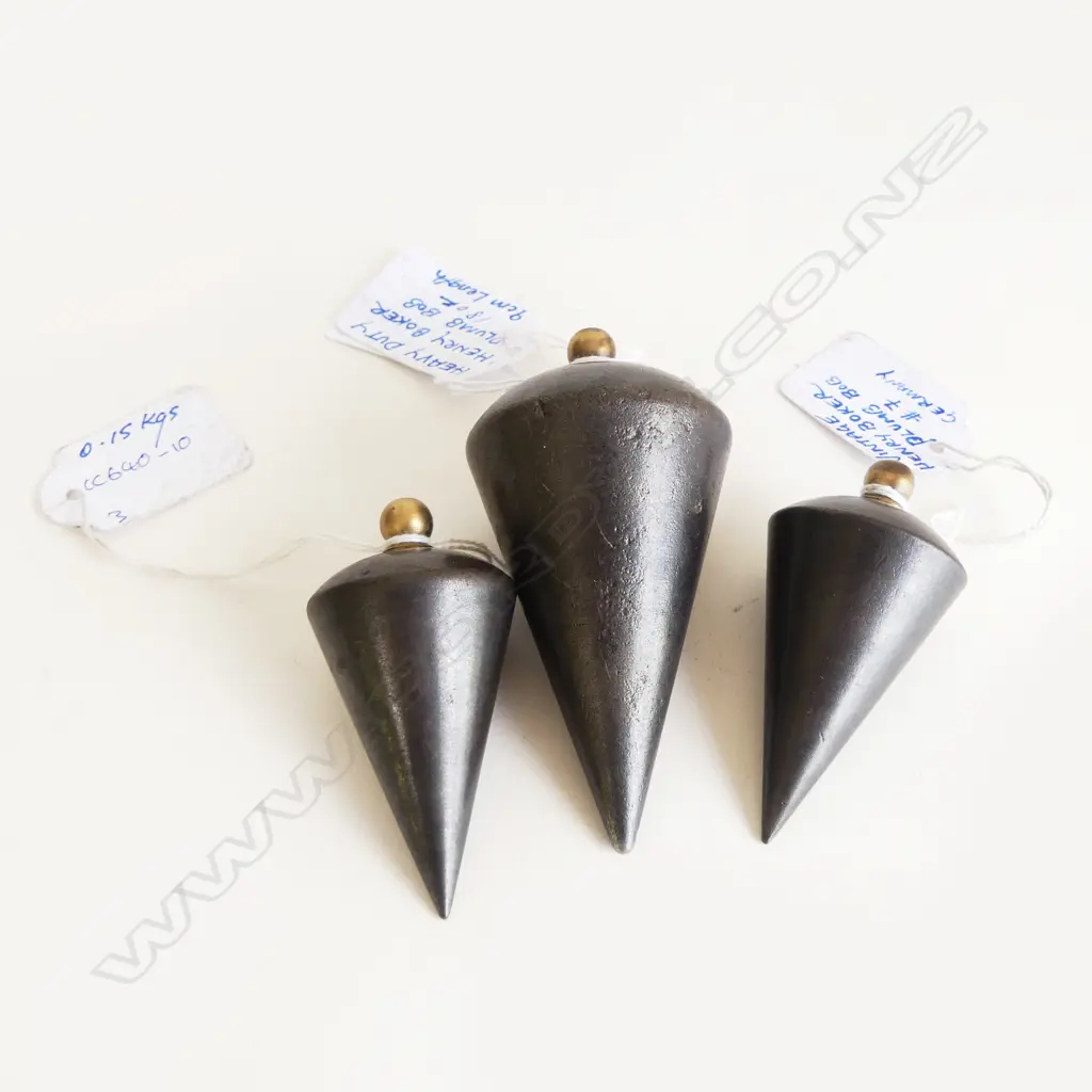 3 VINTAGE HENRY BOKER GERMAN BRASS & STEEL PLUMBOBS  Image 1++