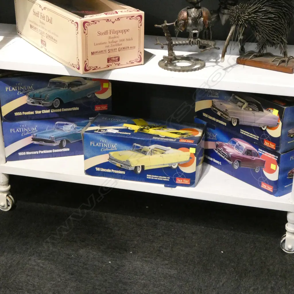 5 SUN STAR PLATINUM COLLECTION 1:18 DIE CAST 1950s MODEL CARS; PONTIAC, MERCURY, KAISER, 2 LINCOLNS Image 1++