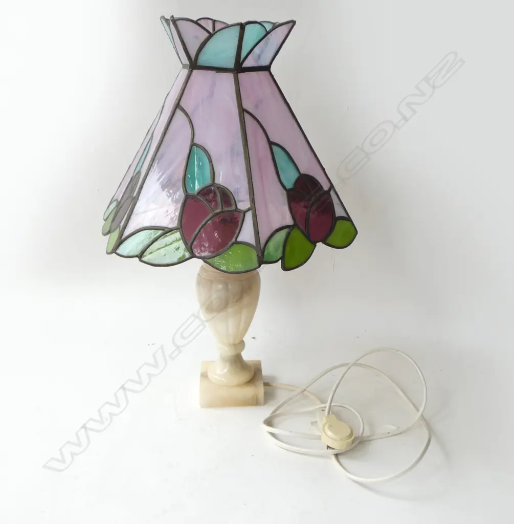 LEAD LIGHT TABLE LAMP, ALABASTER BASE H.510mm Image 1++