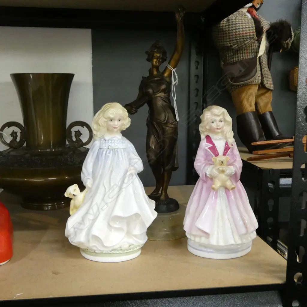 2 ROYAL DOULTON NSPCC FIGURINES 'HOPE' & 'FAITH' H.210mm + BRONZED FIGURE H.355mm Image 1++