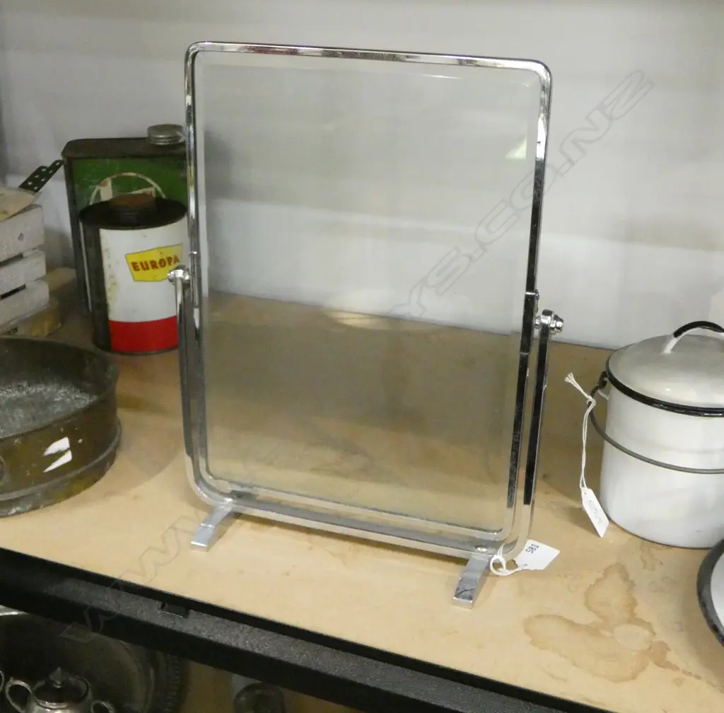 VINTAGE DECO CHROME FRAME w. INSET GLASS PANEL H.335mm Image 1++