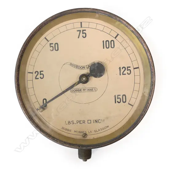 A vintage brass Dobbie McInnes 'Bourdon Gauge' pressure gauge,
