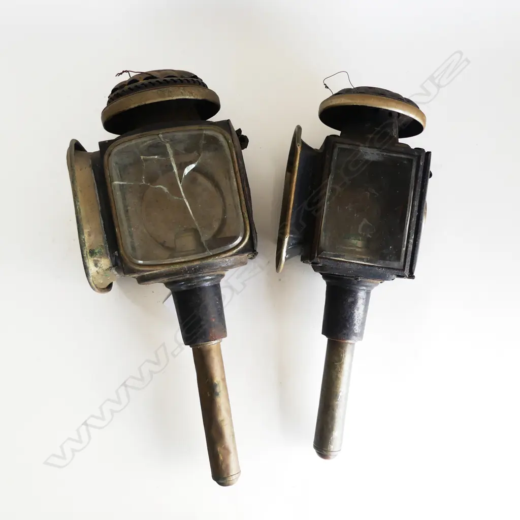 2 ANTIQUE CARRAGE LAMPS  SOME FAULTS L460MM Image 1++