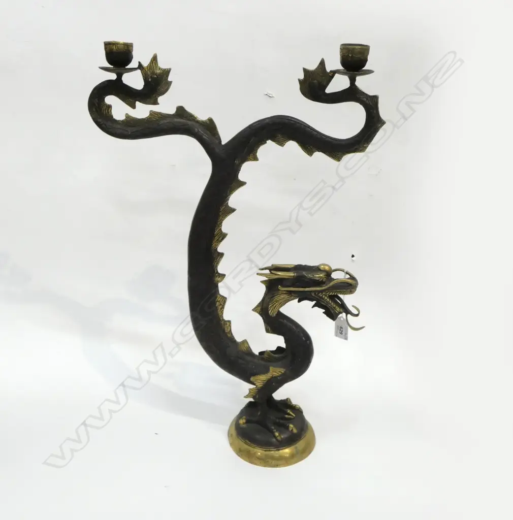 BRONZE DRAGON CANDLE HOLDER H.580mm Image 1++