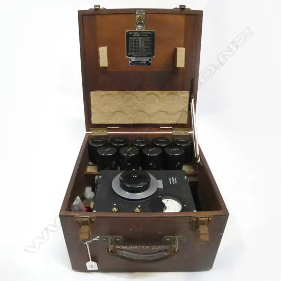 CASED VINTAGE PATENTED WAVE METER MODEL R502 H360 L340MM