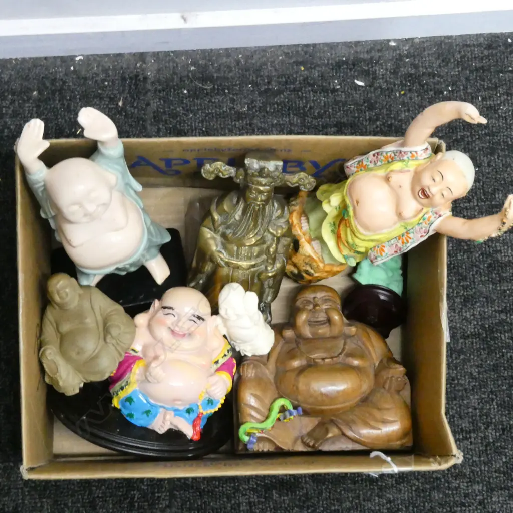 8 BUDDHAS; BRASS, CERAMIC, HOTEI etc Image 1++