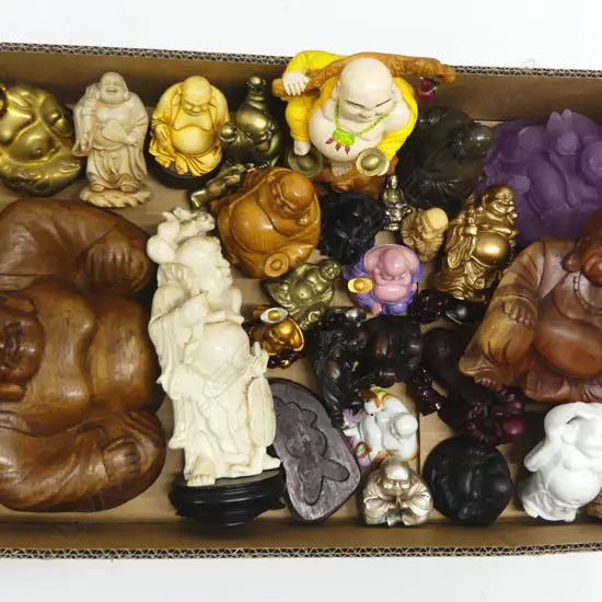COLLECTION OF OVER 30 BUDDHA & HOTEI TALLEST 220MM