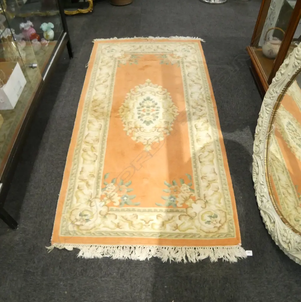PEACH TONED WOOL RUG L.1800 x 920mm Image 1++