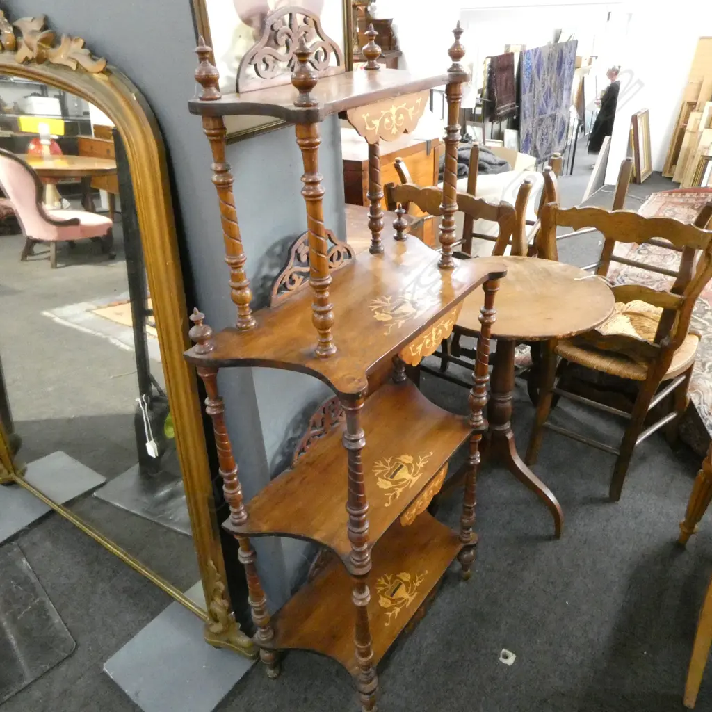 VICTORIAN 4 TIER INLAID WHAT NOT 610x300x1355mm Image 1++