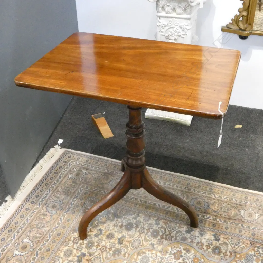 ANTIQUE MAHOGANY TILT TOP PEDESTAL SIDE TABLE 665x450x690mm Image 1++