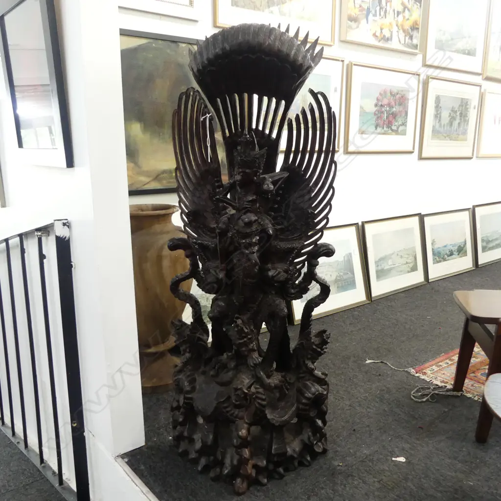 CARVED WOODEN GARUDA H.1100mm finely carved. Some faults Image 1++