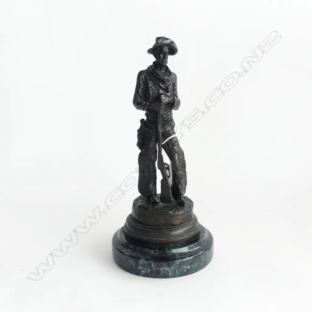 (25511) MID/LATE 20thC BRONZE COWBOY ( IN THE MANNER OF FREDERICK REMINGTON)marble base H.270mm Image 1++