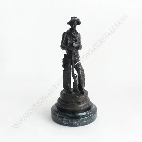 (25511) MID/LATE 20thC BRONZE COWBOY ( IN THE MANNER OF FREDERICK REMINGTON)marble base H.270mm