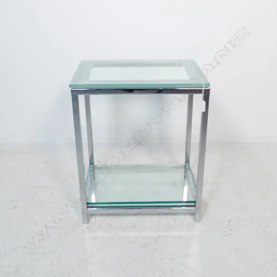 MODERN CHROME & GLASS SIDE TABLE 405x300x495mm