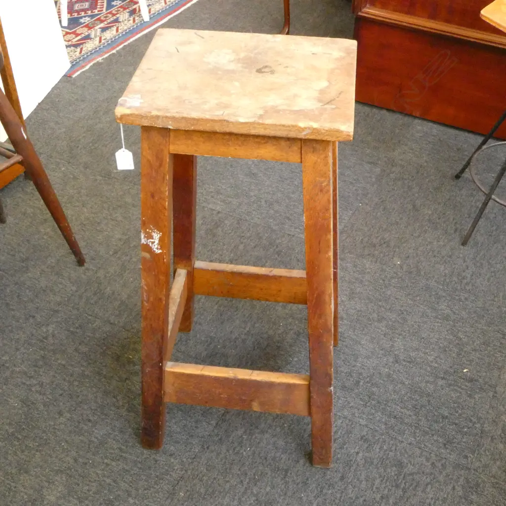 VINTAGE WOODEN STOOL 375x355x750mm Image 1++