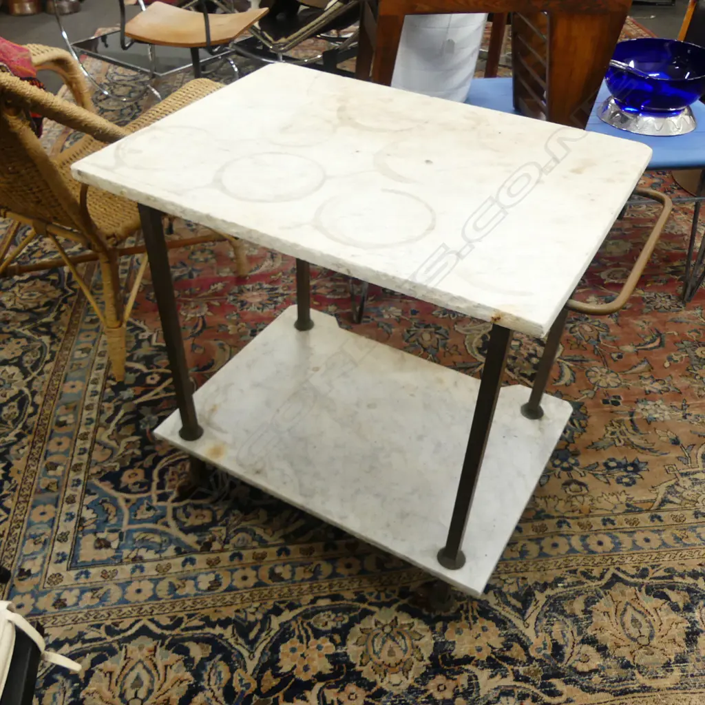 2 TIER INDUSTRIAL MARBLE? TROLLEY  Image 1++