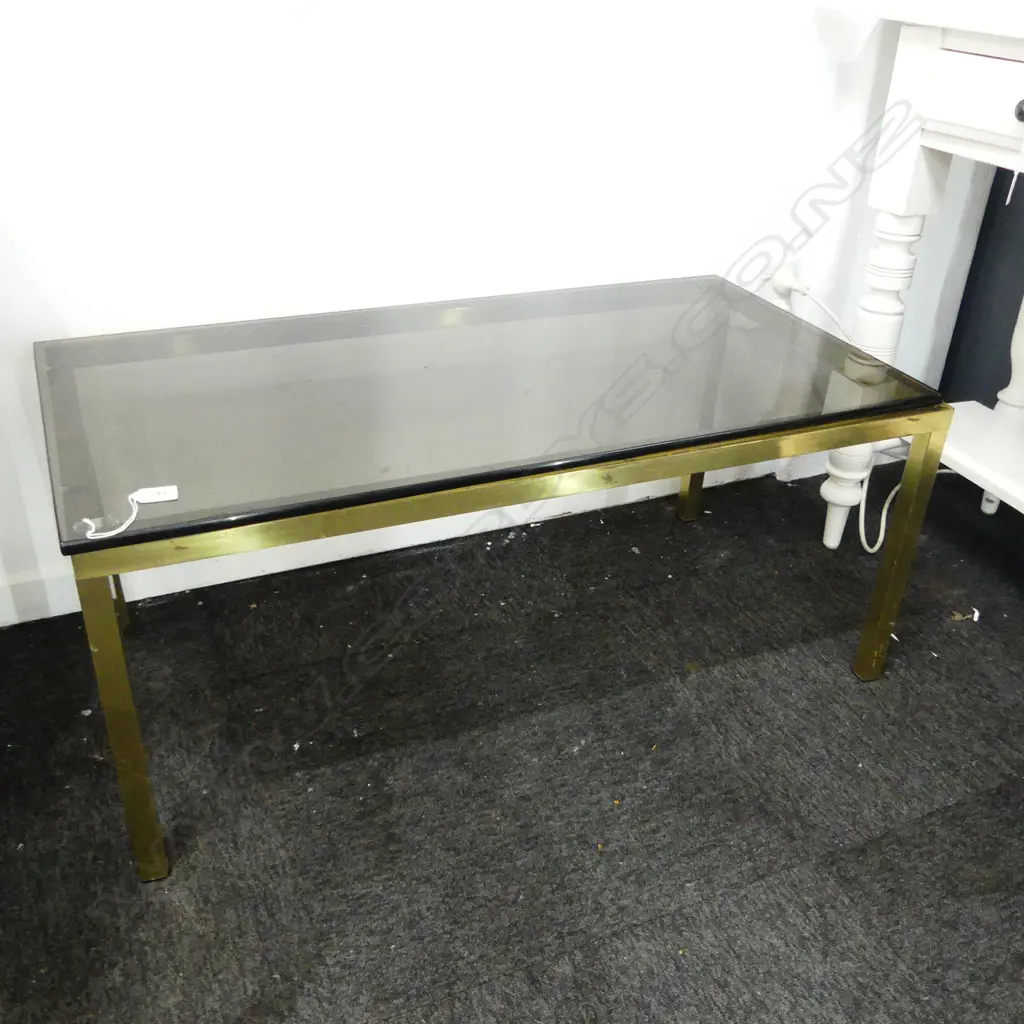 SMOKED GLASS TOP METAL COFFEE TABLE 910x450x400mm Image 1++