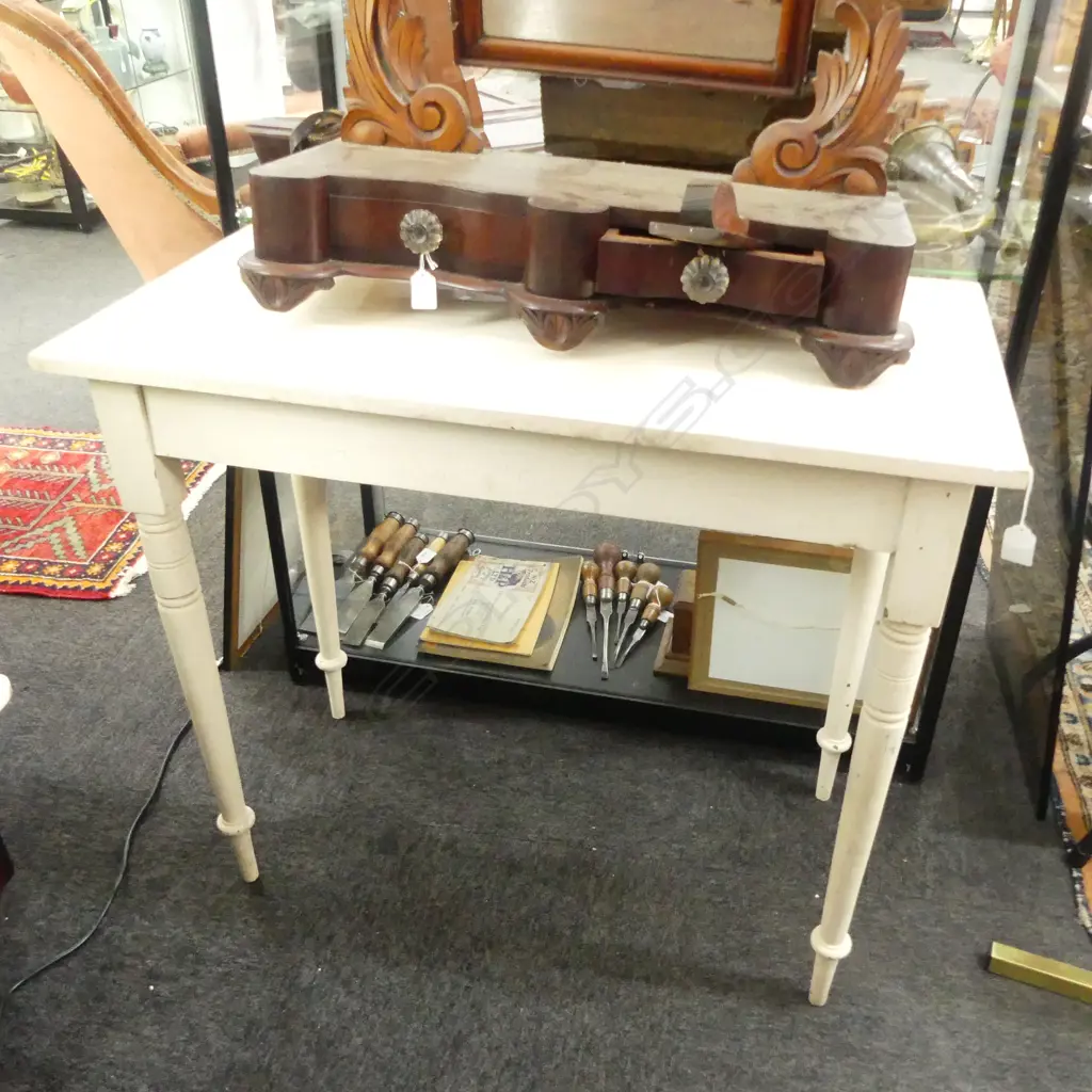 WHITE PAINTED COLONIAL SIDE TABLE 880x460x750mm Image 1++