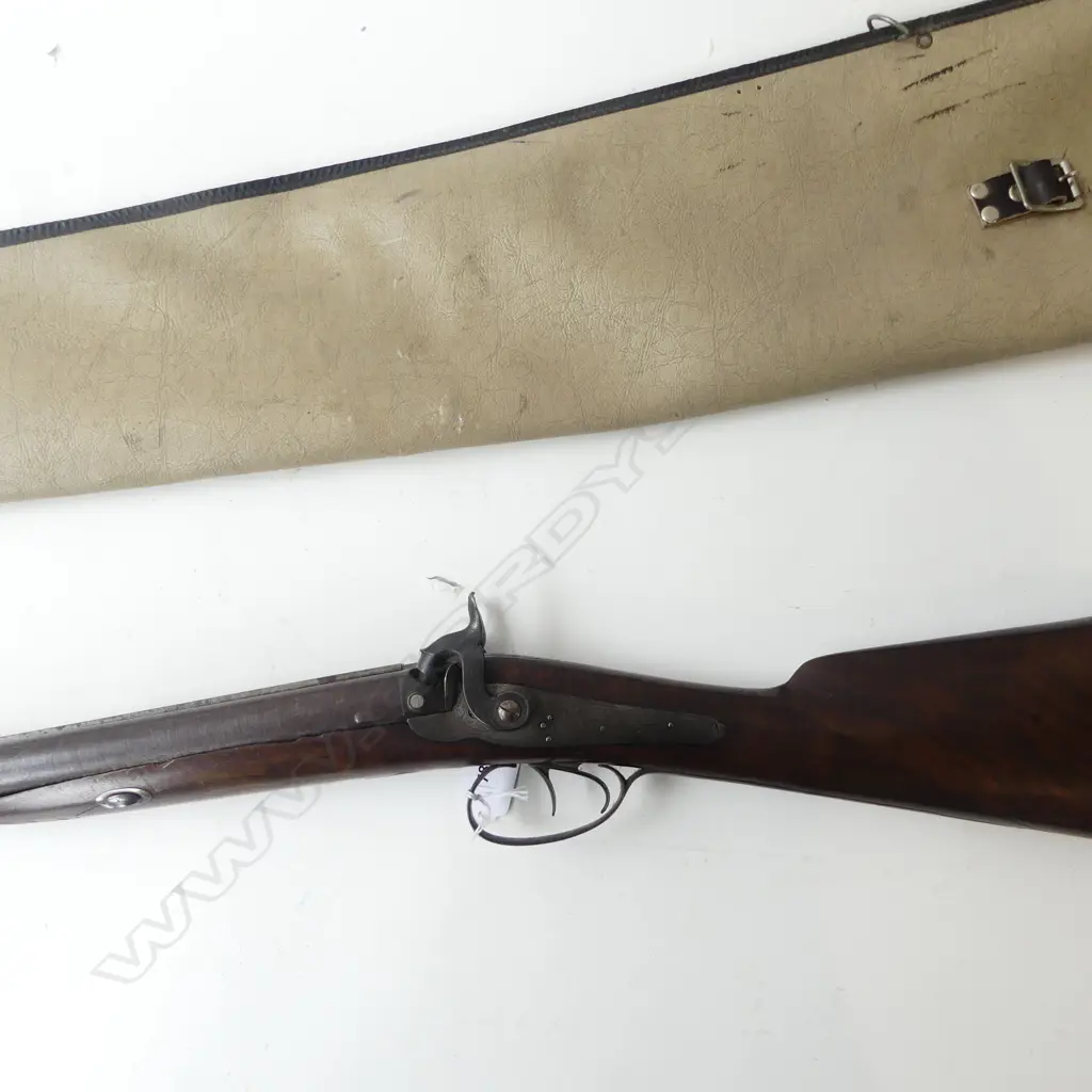 ANTIQUE BURROW DOUBLE BARREL BLACK POWDER PERCUSSION 12 GAUGE SHOTGUN C.1848 no license required Image 1++