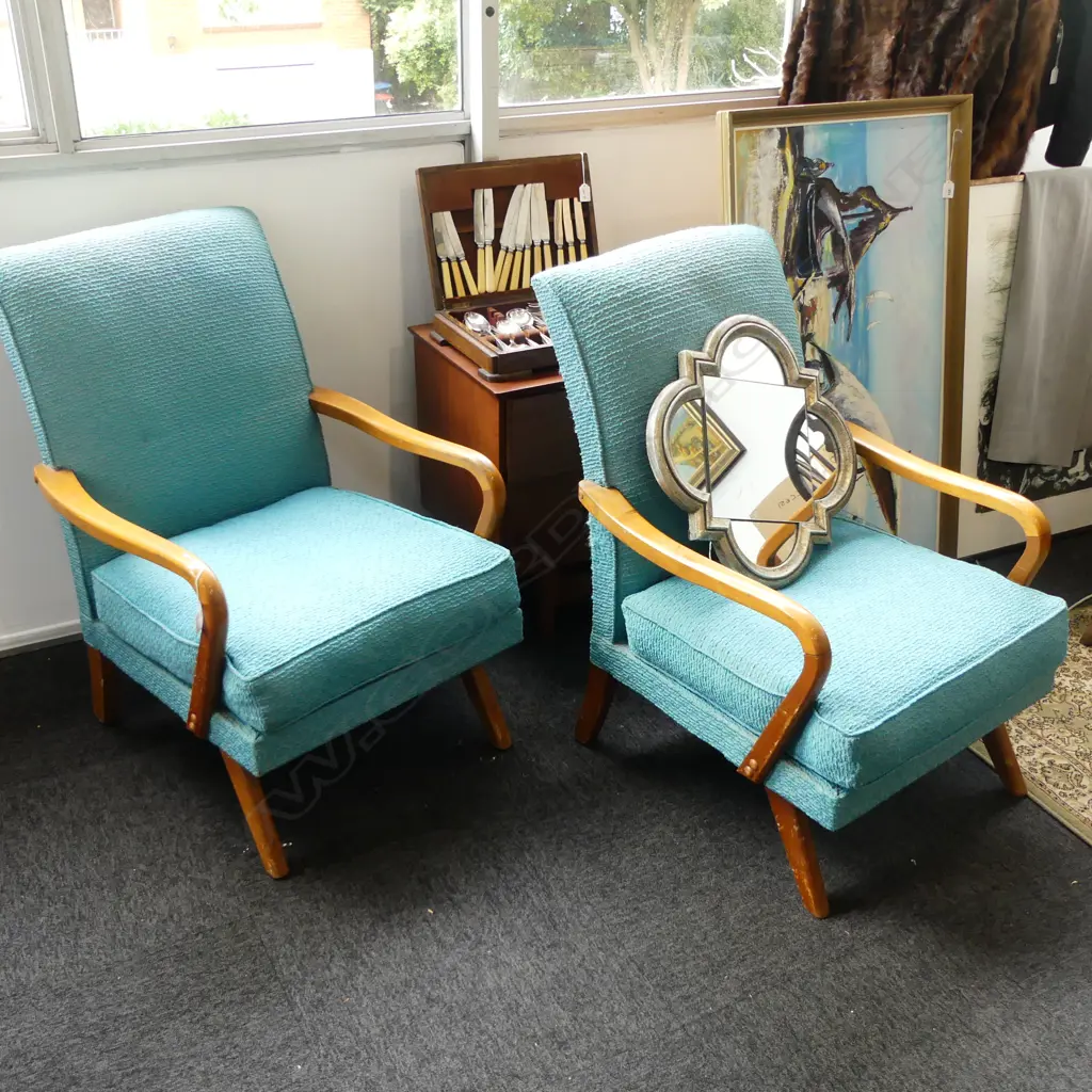 PR RETRO ARMCHAIRS, BLUE UPHOLSTERY Image 1++