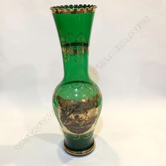 LG GREEN VENETIAN GLASS VASE H.490mm
