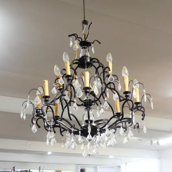 LG METAL & CRYSTAL CHANDELIER H.800mm, 800mm dia