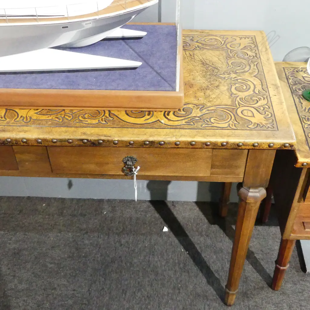 HALL TABLE; TOOLED LEATHER TOP 1530x470x720mm Image 1++