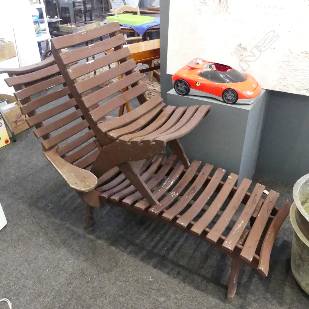 SLATTED SUN LOUNGER 835x1500x950mm & GARDEN CHAIR Image 1++