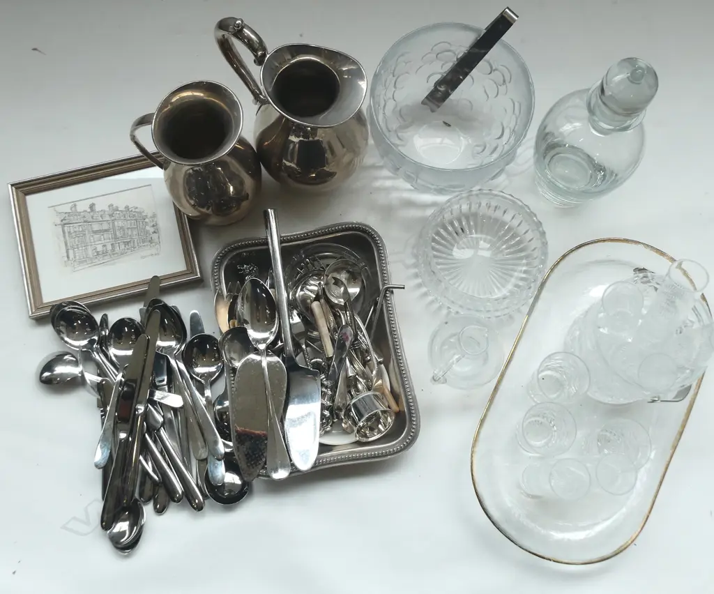 ASST. CUTLERY, 2 EP JUGS, CRYSTAL ETC Image 1++