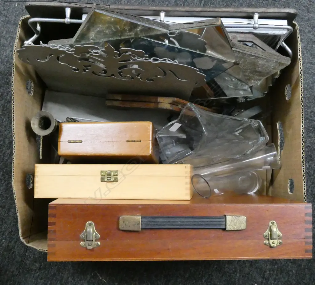 ASST; GLASS, 2 MIRRORS, TRAYS, MUSIC STAND, BOXES etc Image 1++