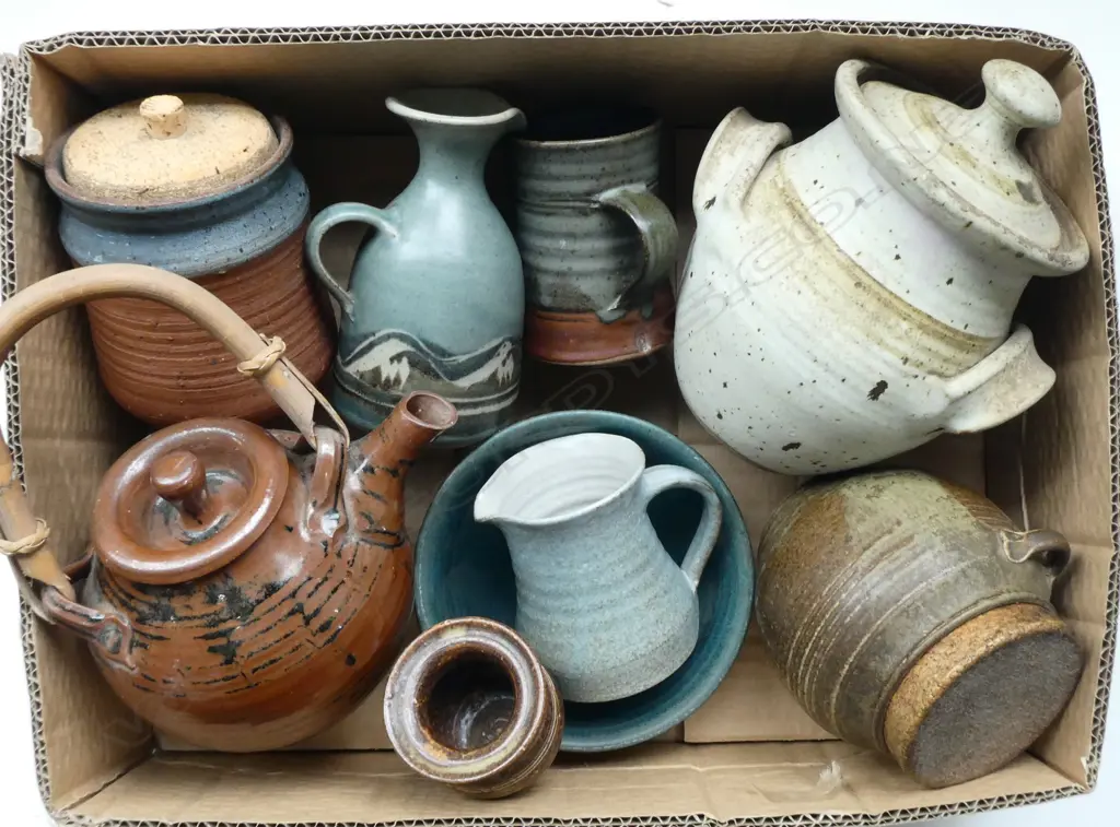 ASST NZ POTTERY; CLIFFORD SMITH TEAPOT, ROYCE MCGLASHEN EWER, PETER STITCHBURY CUP, etc Image 1++